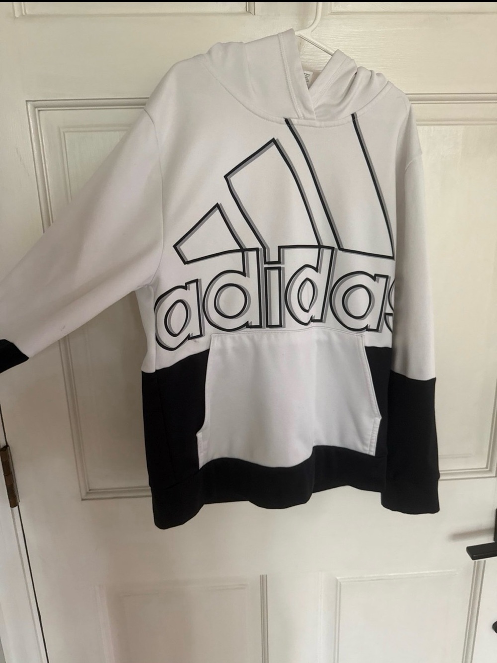 Adidas White and Black Logo Pullover Hoodie for Kids